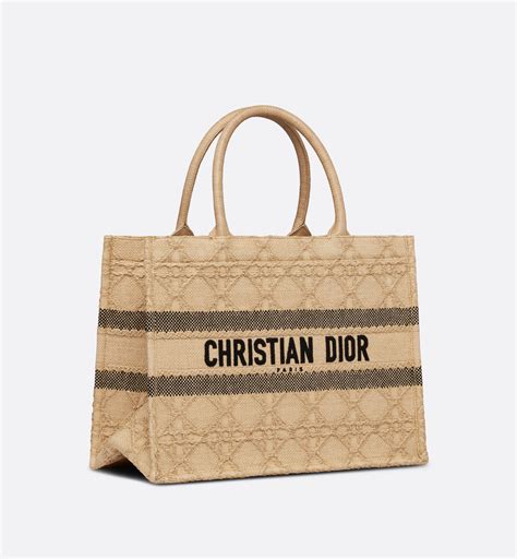 Medium Dior Book Tote Natural Cannage Raffia (36 x 27.5 x 16.5 